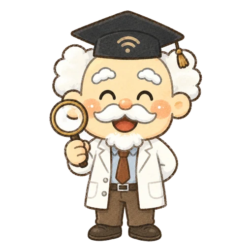 むしめがねを持つネットはかせ